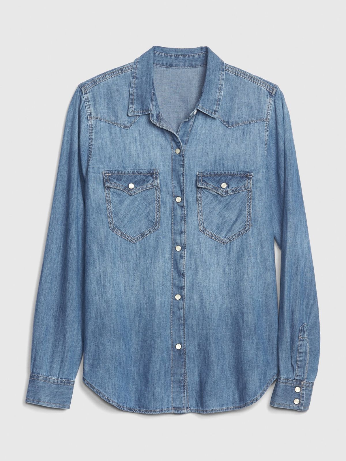 Μπλε Denim Western Πουκάμισο-239372000