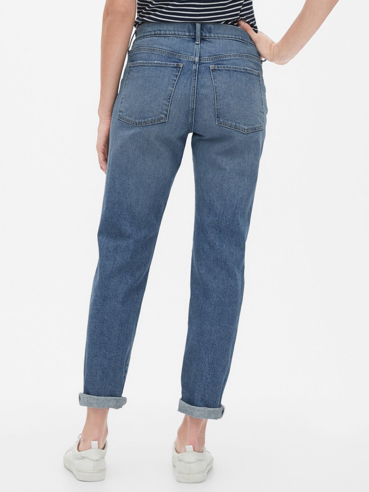 Destructed Mid Rise Girlfriend Jeans-578036000