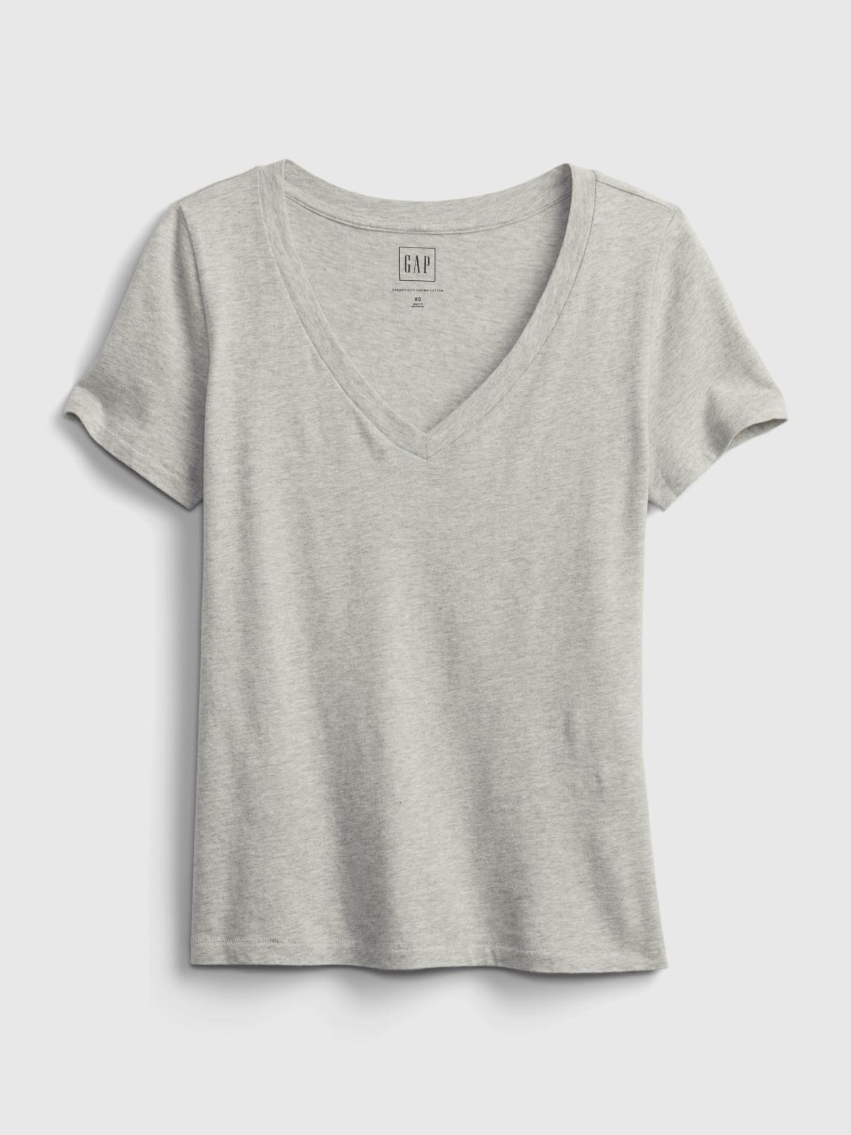 Γκρι Vintage V-Neck Μπλούζα από Οργανικό Βαμβάκι-740140001