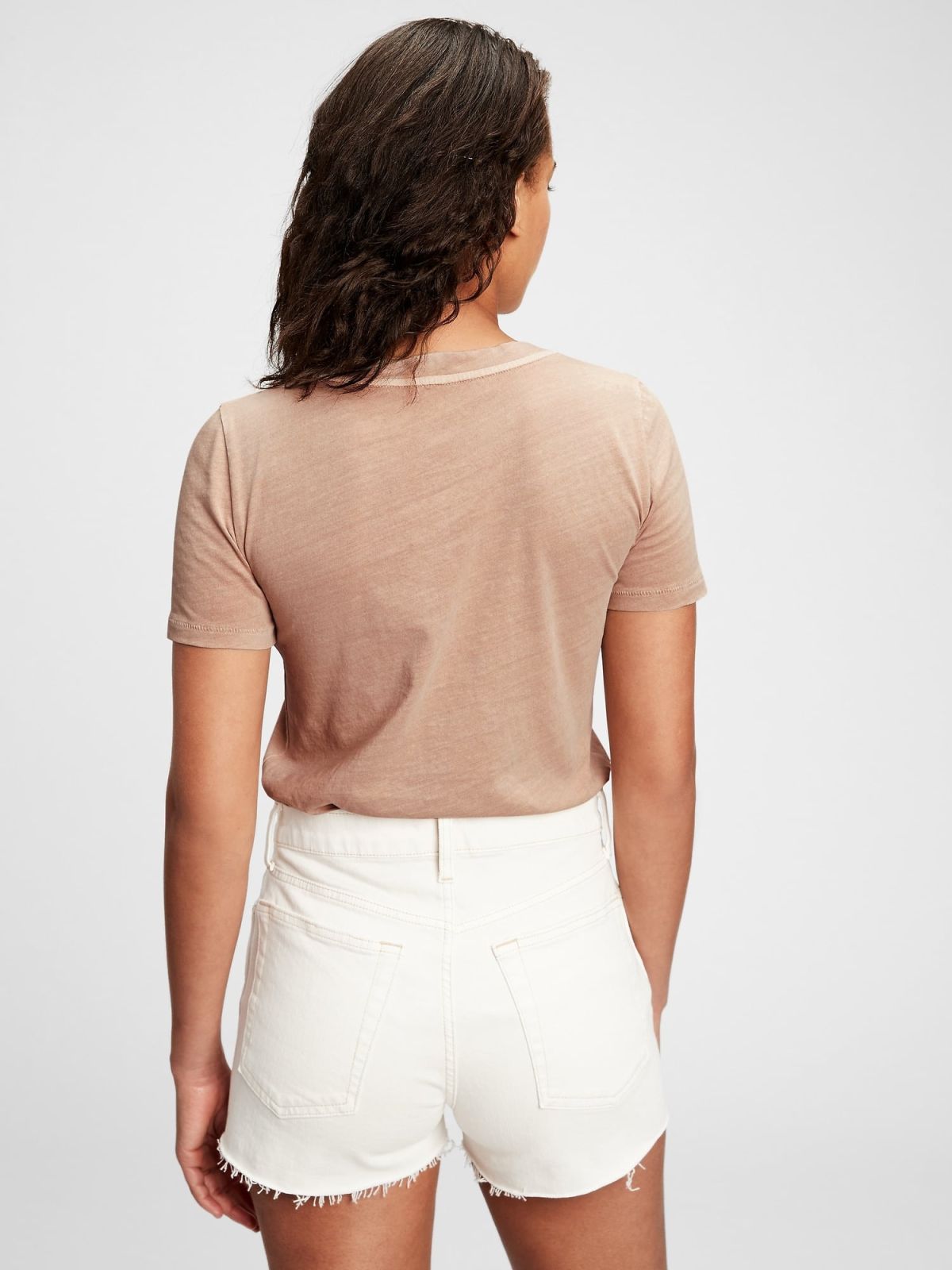 Καφέ Vintage V-Neck Μπλούζα από Οργανικό Βαμβάκι-740140010