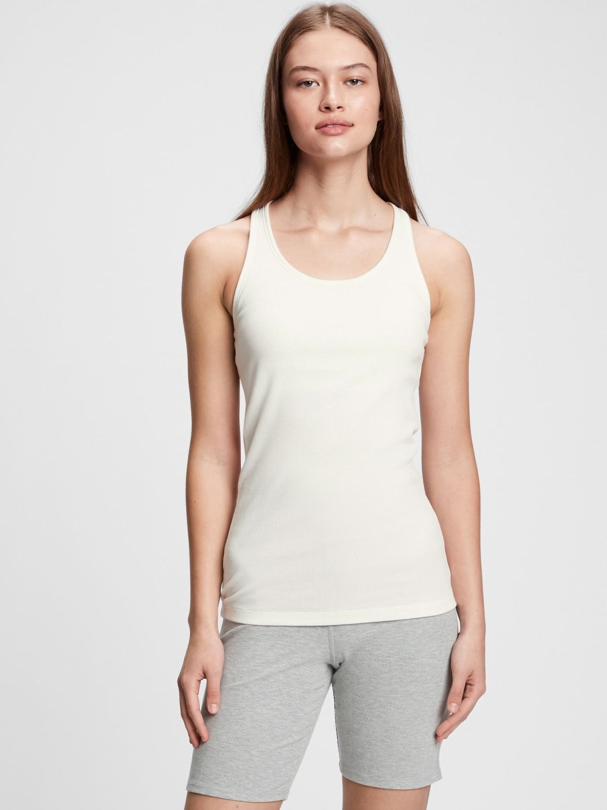 Άσπρη Ribbed Support Tank Top Μπλούζα-688634000