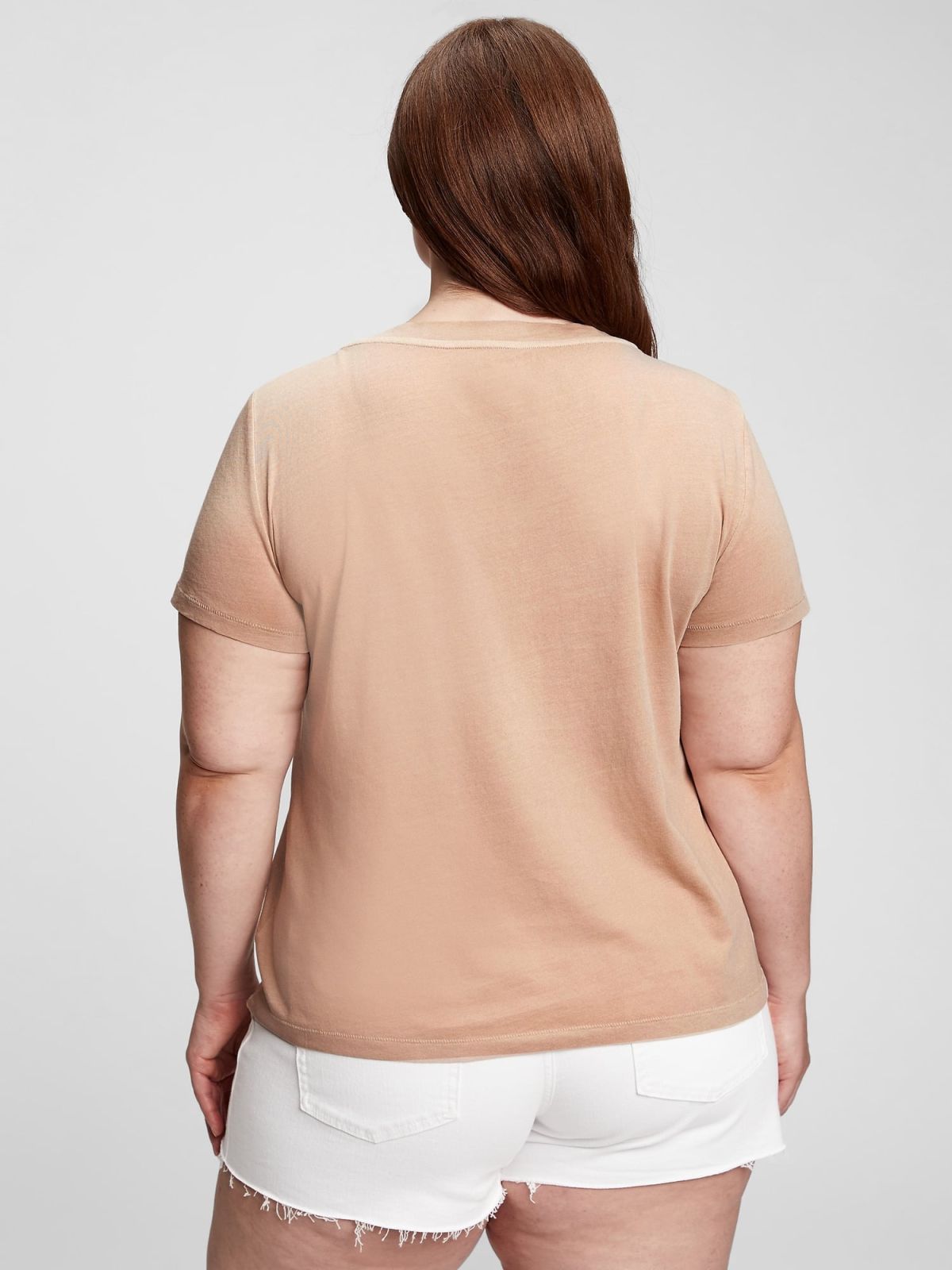 Καφέ Vintage V-Neck Μπλούζα από Οργανικό Βαμβάκι-740140010