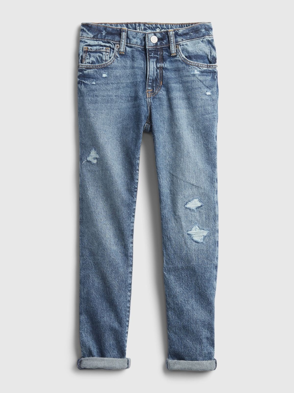 Μπλε Παιδικό Distressed Girlfriend Τζιν Παντελόνι με Τεχνική Washwell™-725709000