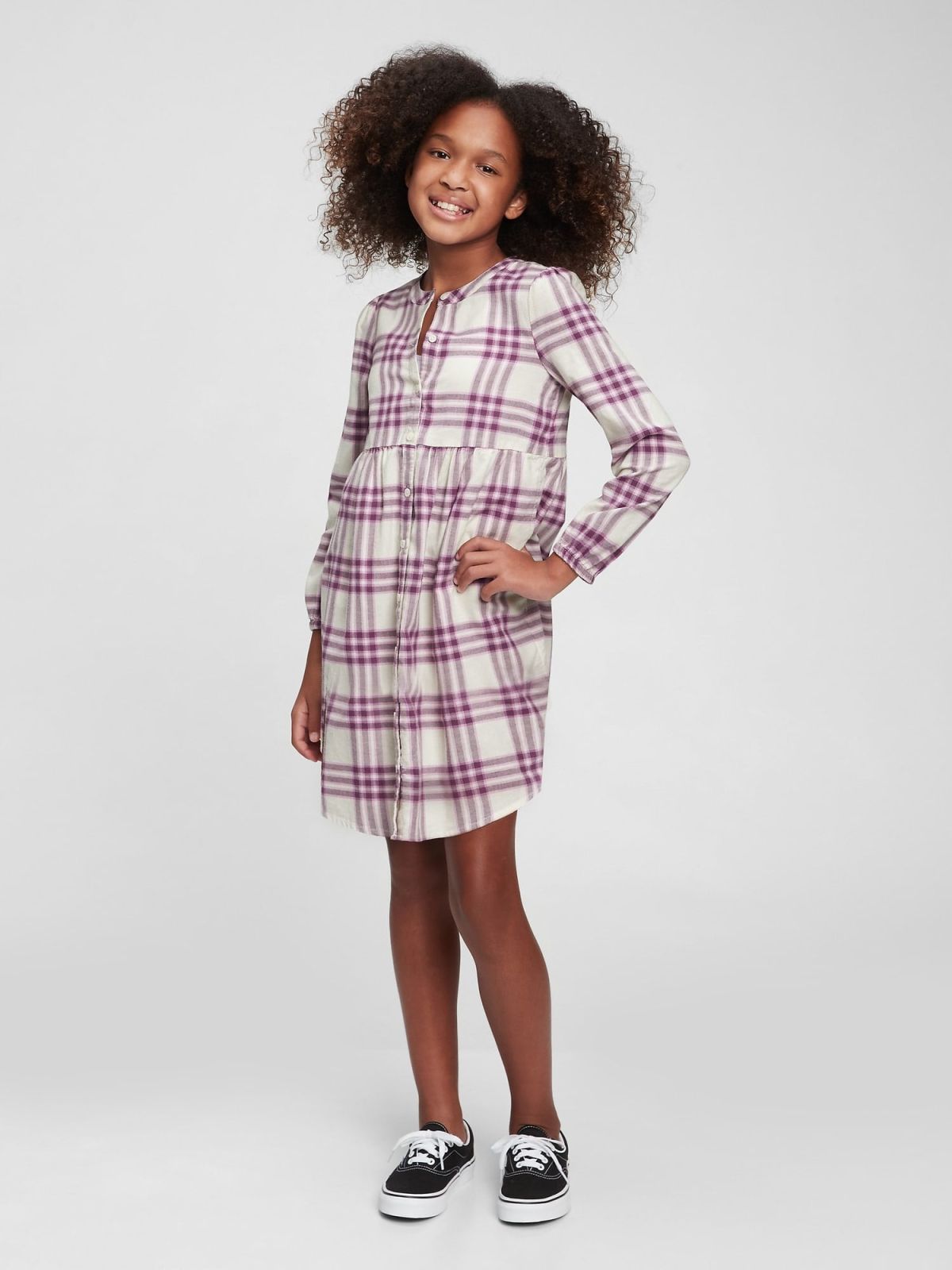Μωβ Παιδικό Plaid Πουκάμισο-Φόρεμα-725658000