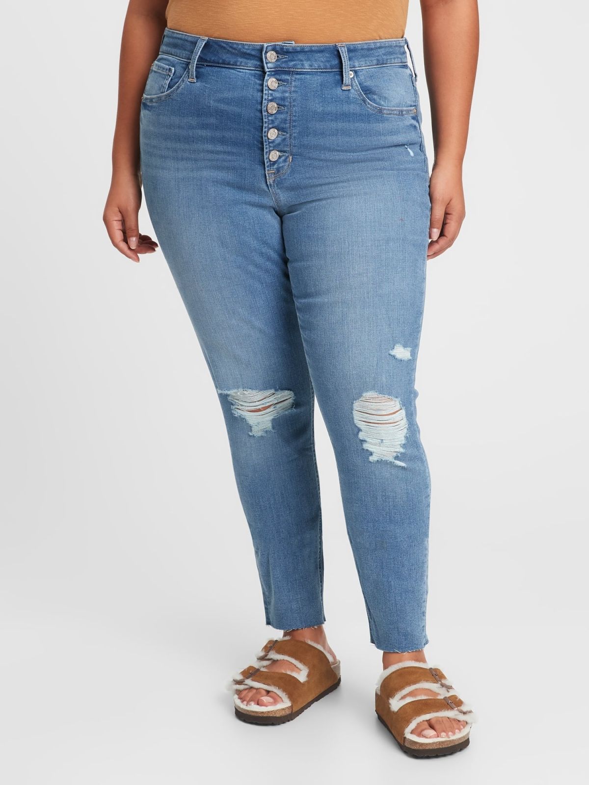 High Rise Destructed Jegging Παντελόνι με Washwell-764823000