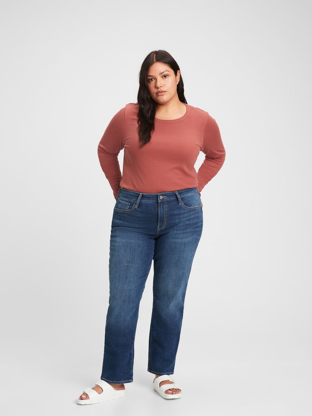 Mid Rise Classic Straight Leg Jeans Παντελόνι με Washwell-764836000