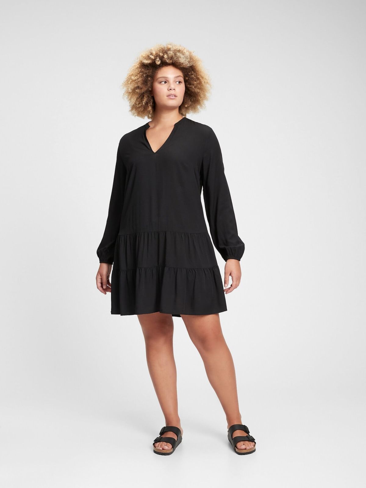 Μαύρο V-neck Μίνι Φόρεμα-728016001