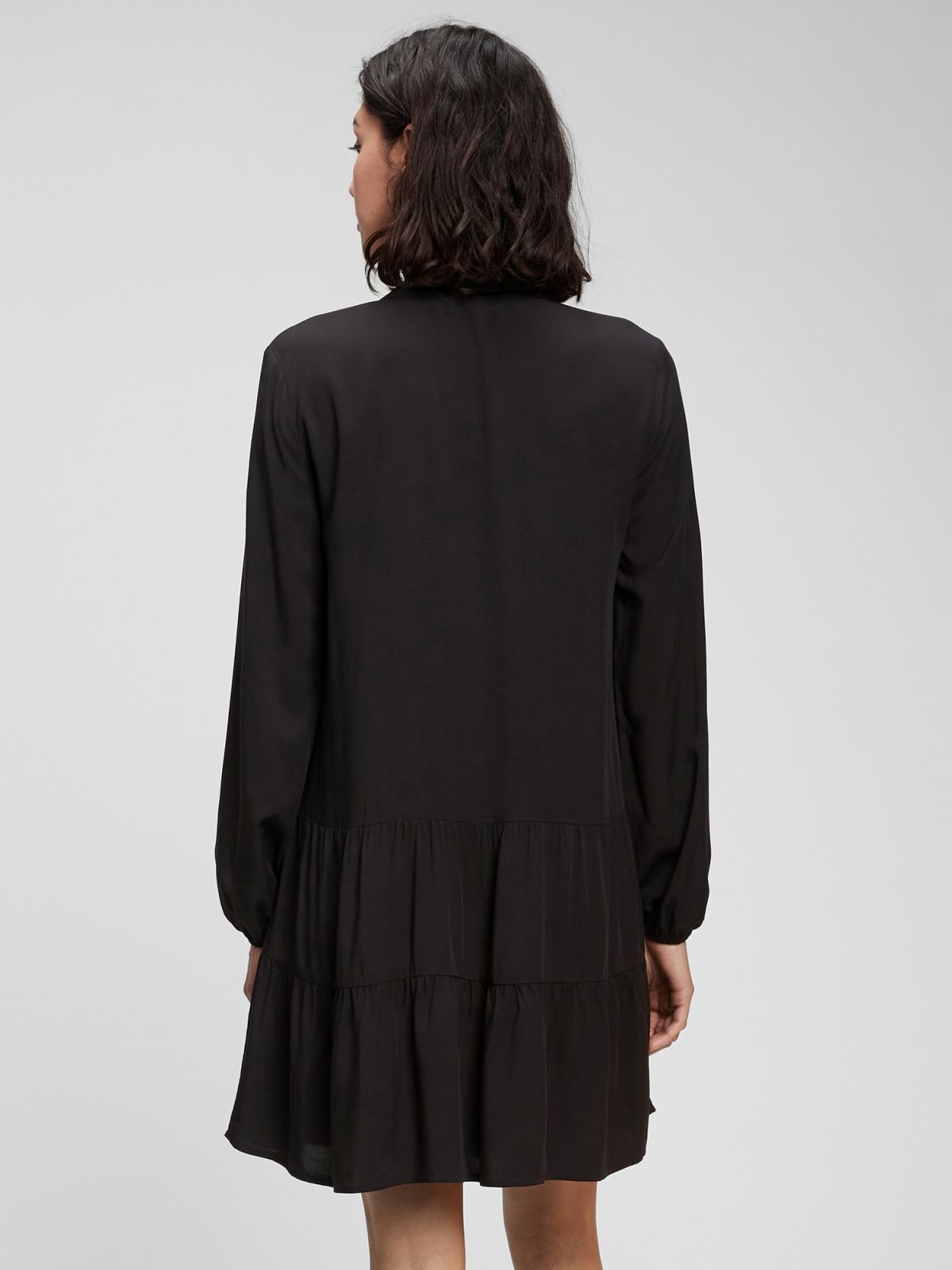 Μαύρο V-neck Μίνι Φόρεμα-728016001