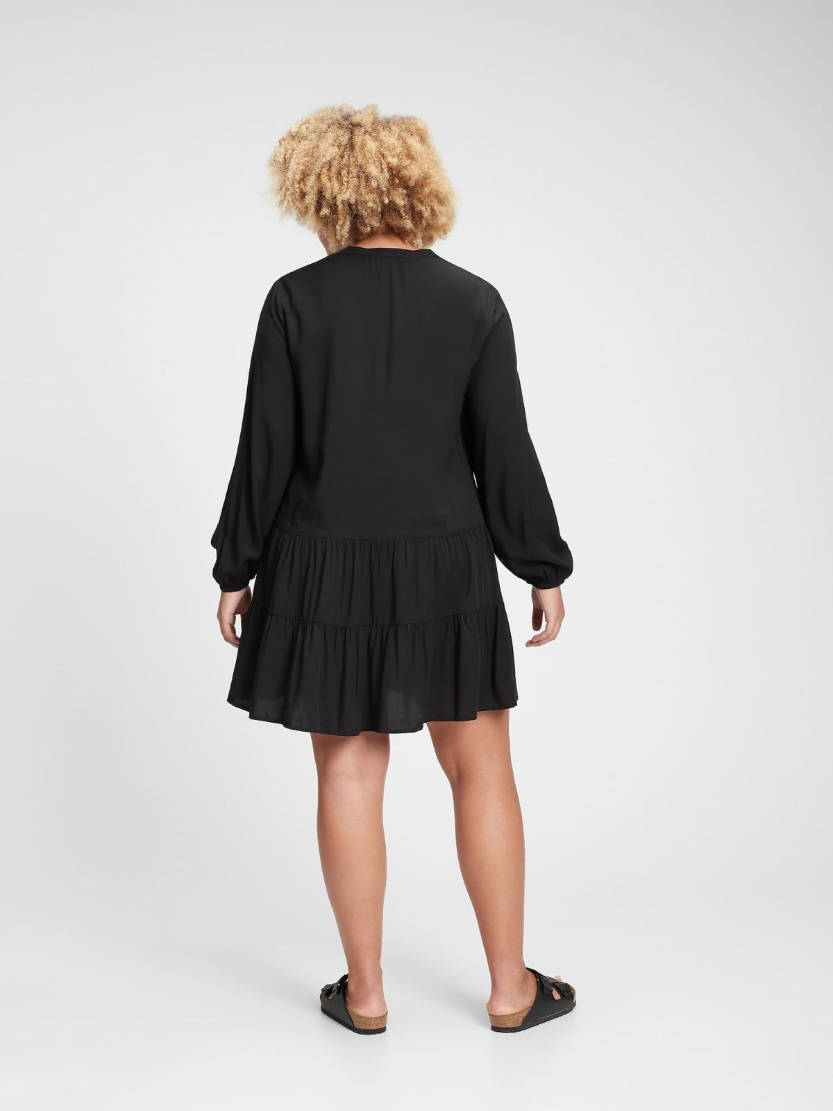 Μαύρο V-neck Μίνι Φόρεμα-728016001