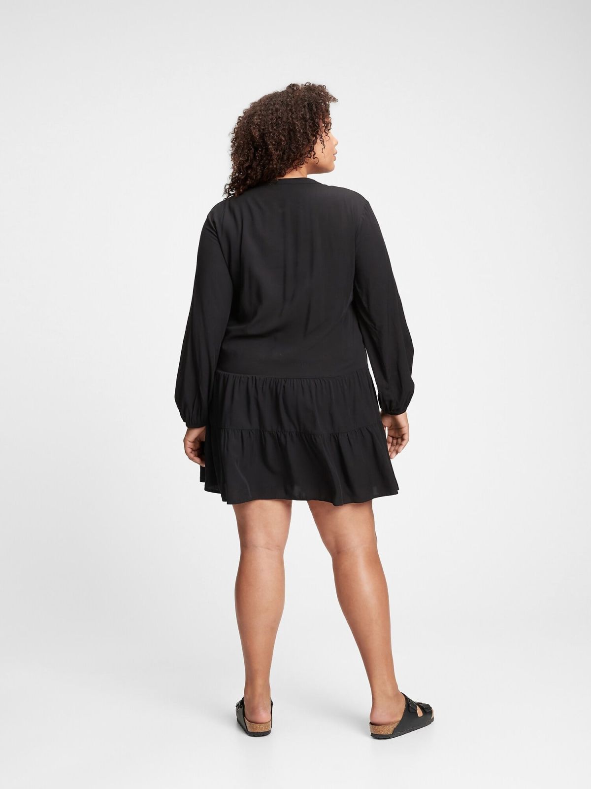 Μαύρο V-neck Μίνι Φόρεμα-728016001