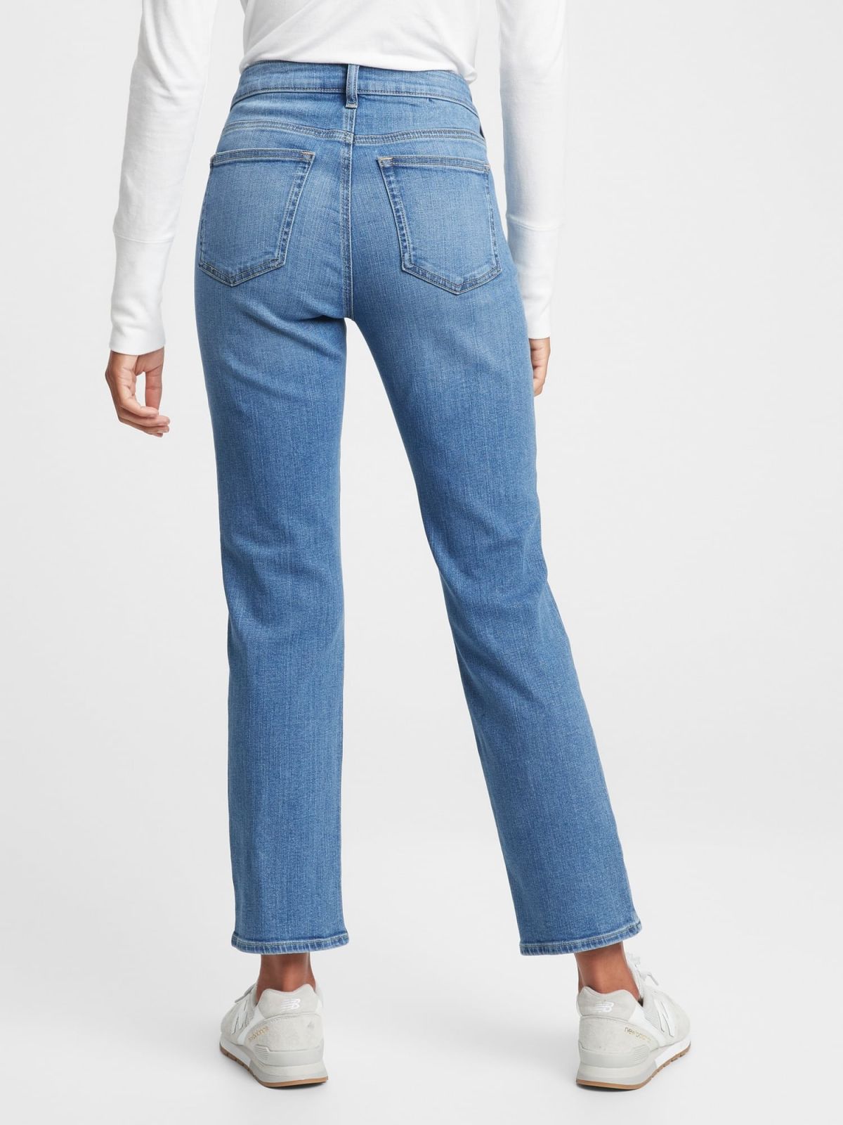 Μπλε Mid Rise Classic Straight Leg Jeans Παντελόνι με Washwell-764978000