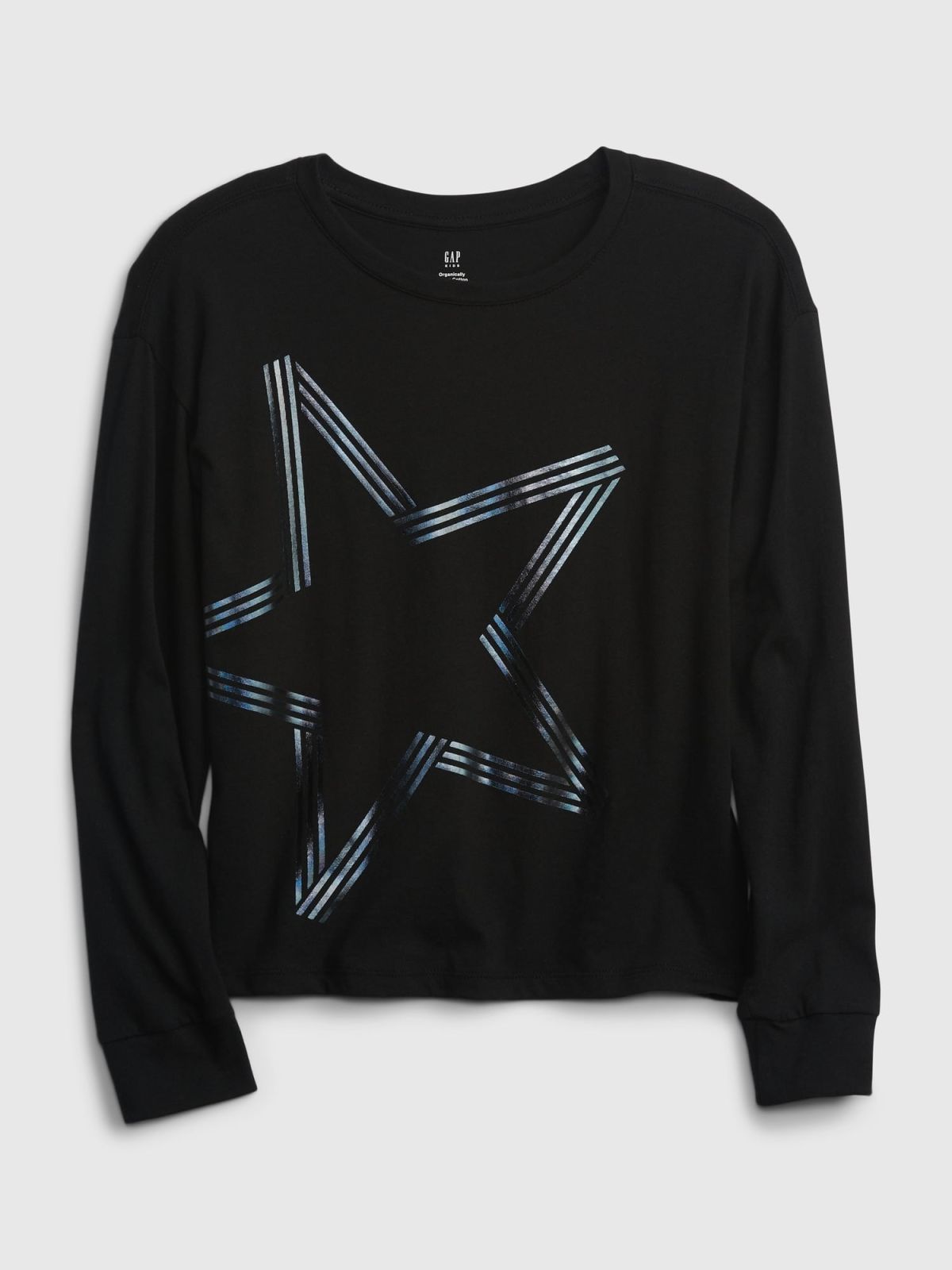 Μαύρη Παιδική Boxy Μακρυμάνικη Graphic Μπλούζα από 100% Οικολογικό Βαμβάκι-764487003