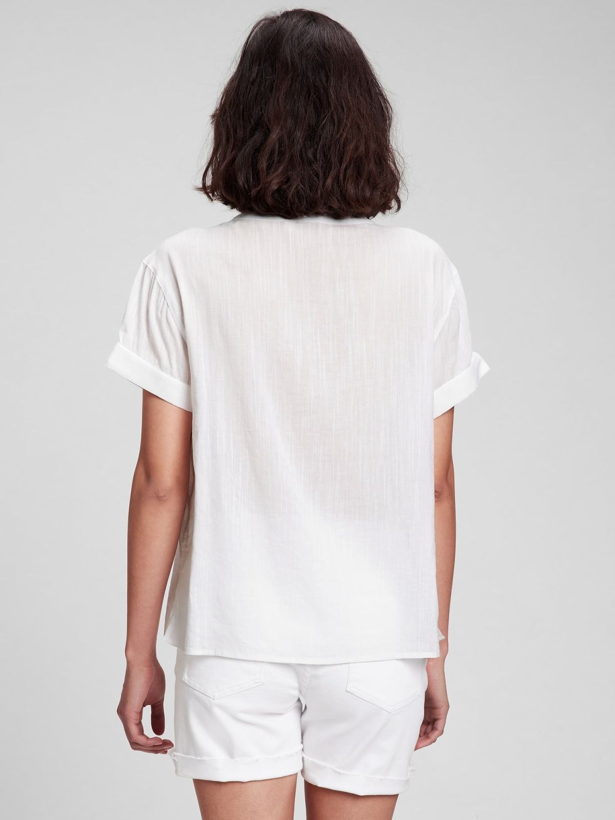 Άσπρη V-Neck Μπλούζα-821616004