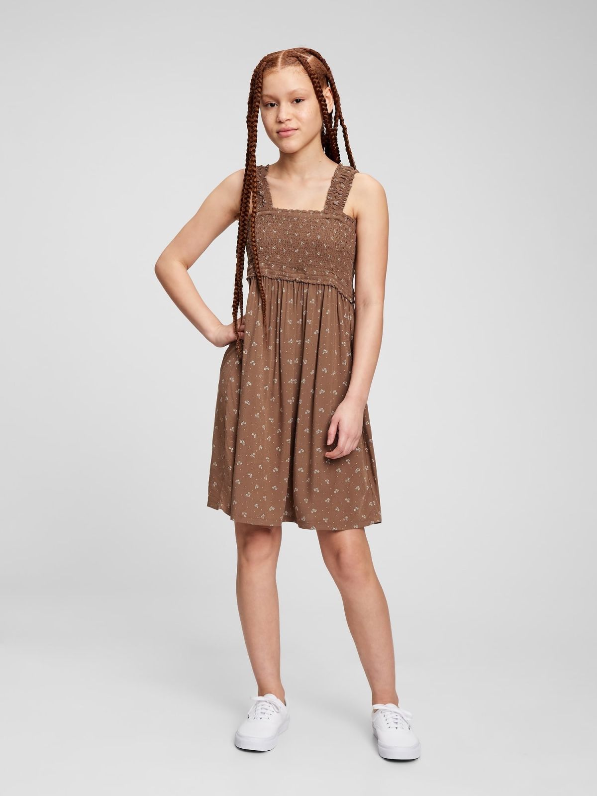 Ροζ Teen LENZING™ ECOVERO™ Smocked Tank Φόρεμα-813625000