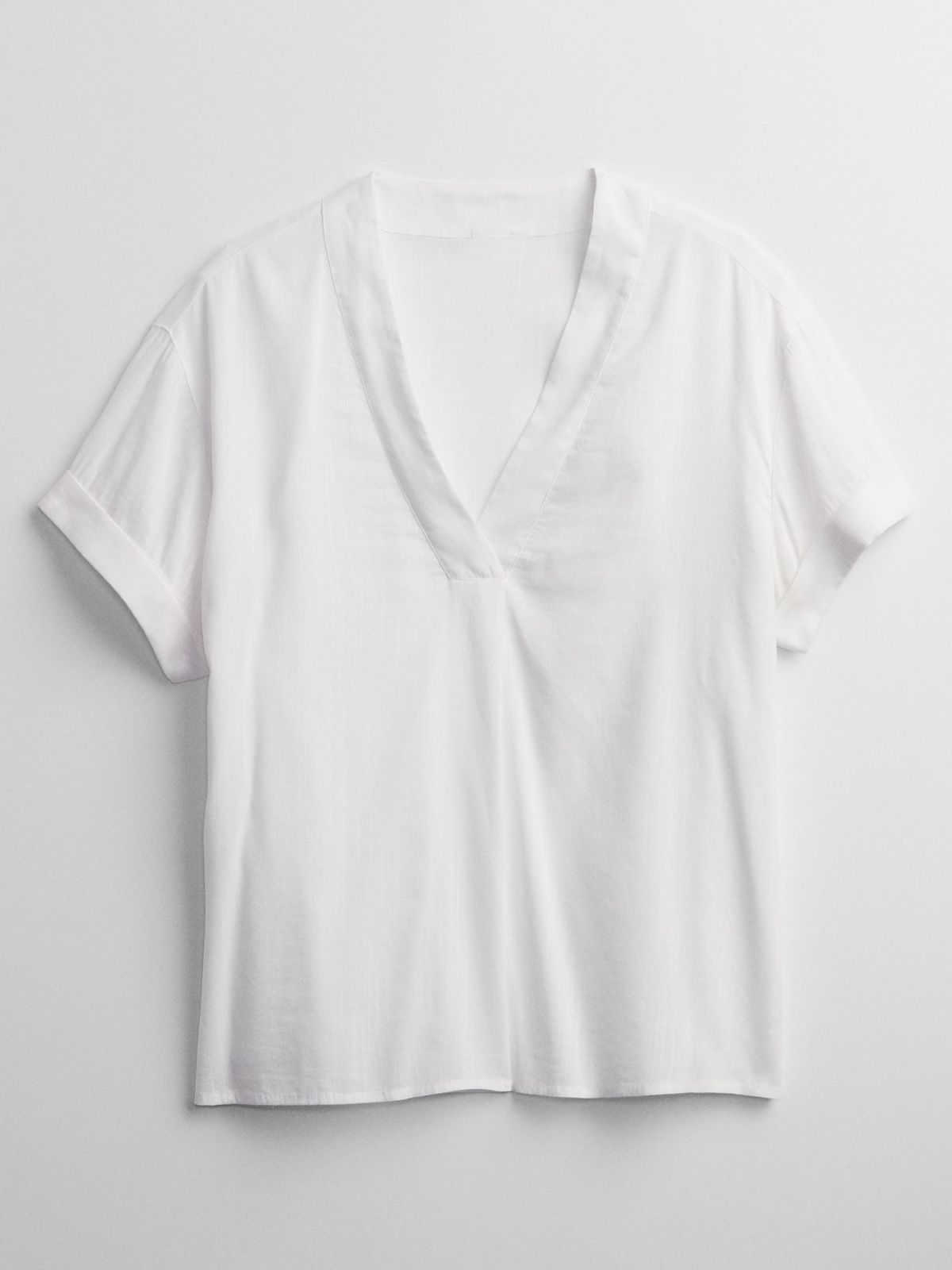 Άσπρη V-Neck Μπλούζα-821616004