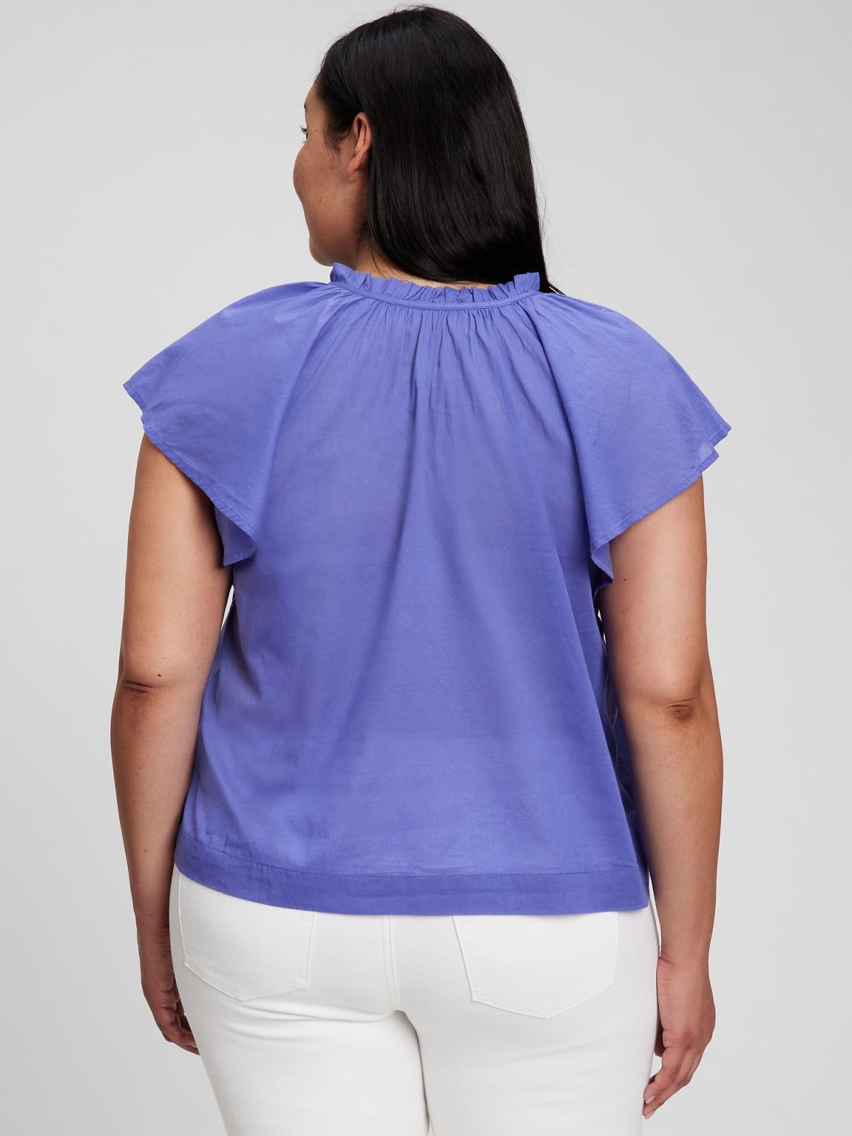 Μπλε Tie-Front Flutter Sleeve Τοπ-815688001