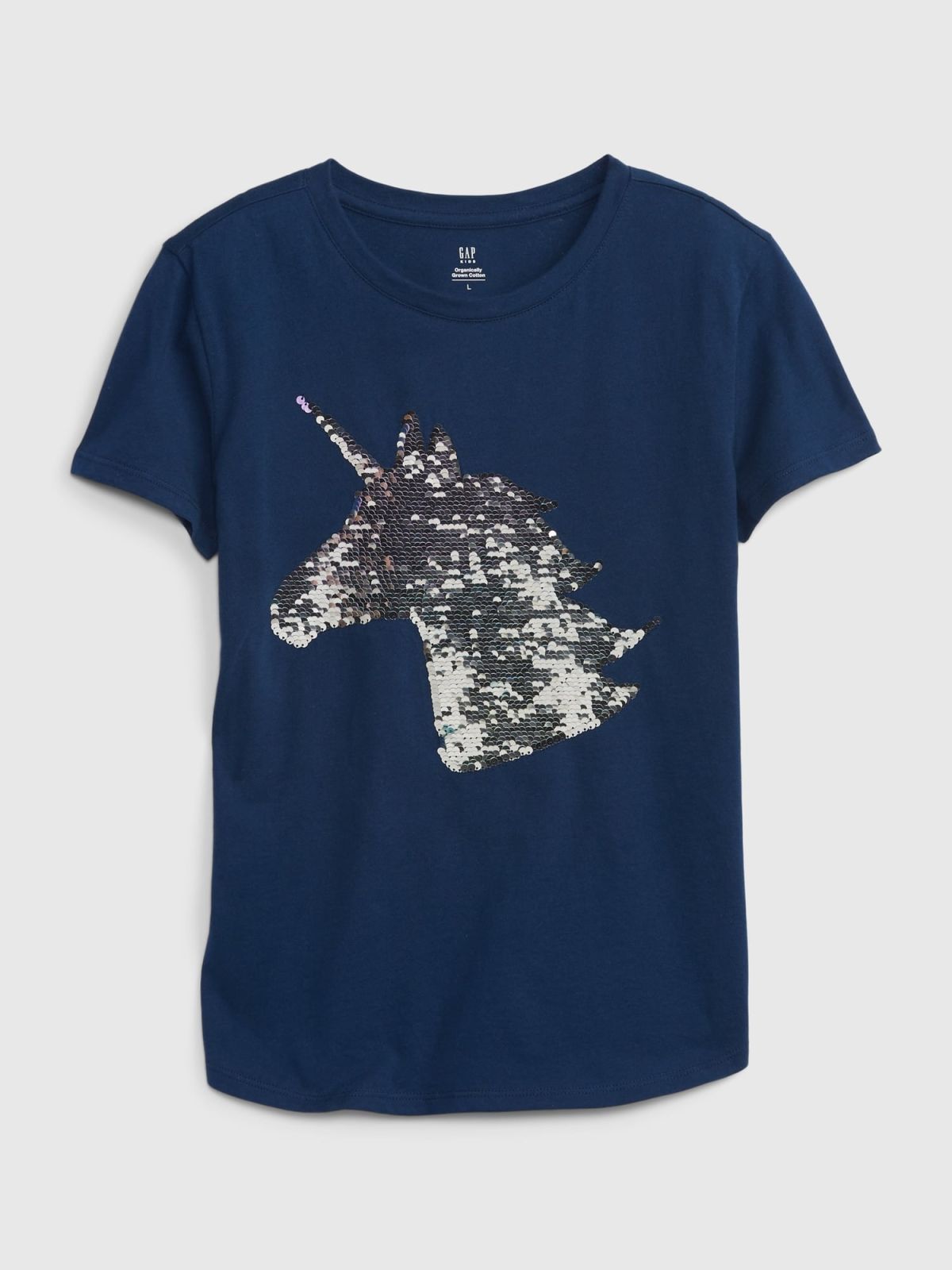 Μπλε Παιδικό 100% Οργανικό Βαμβάκι Flippy Sequin Graphic Μπλούζα-853062002