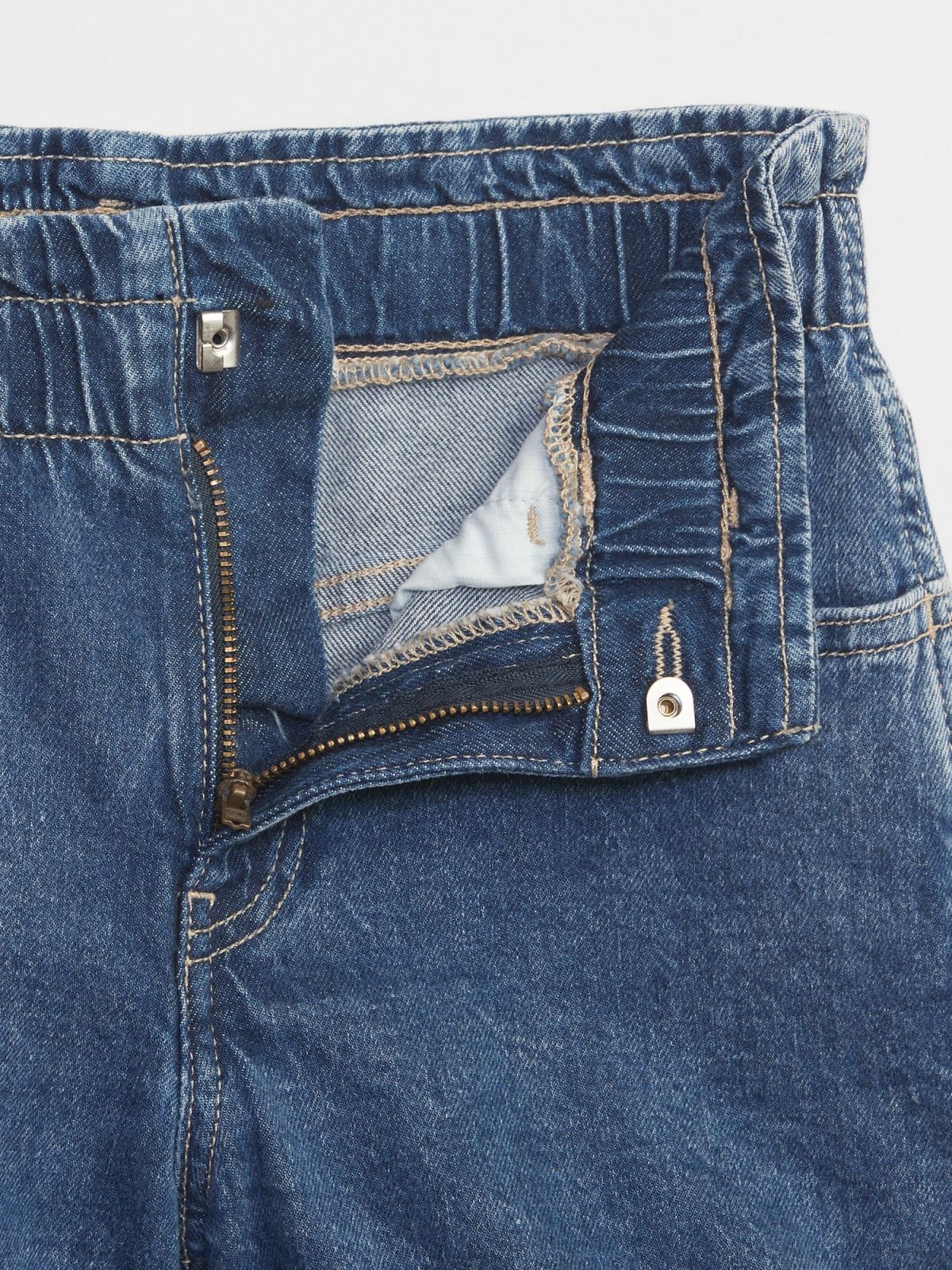 Μπλε Παιδικό High Rise Paperbag Mom Jean Σορτς με Washwell-867297000