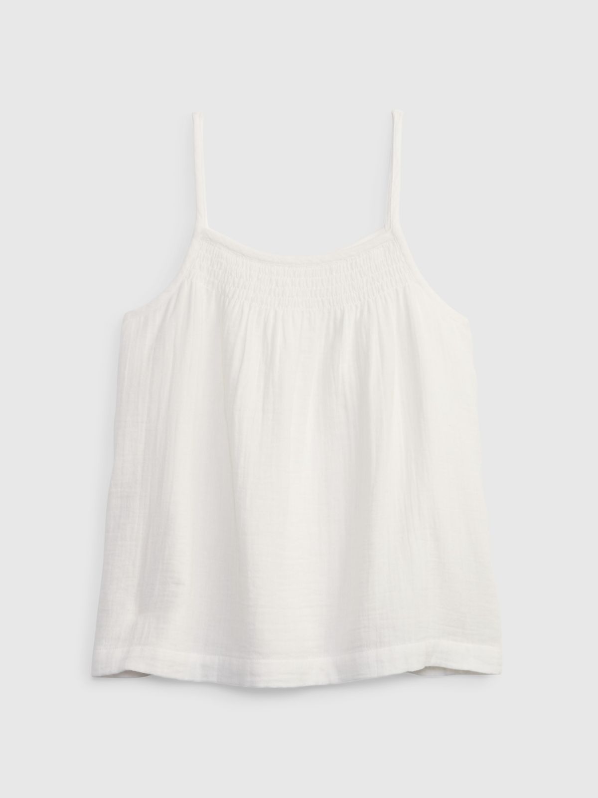 Άσπρη Παιδική Smocked Strappy Αμάνικη Μπλούζα-861627000