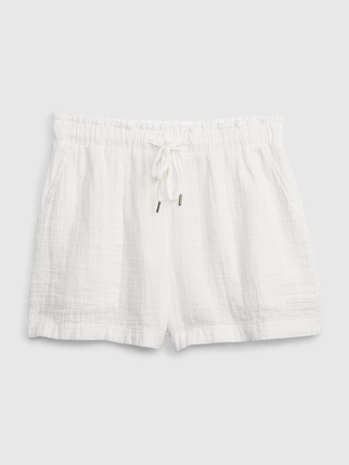 Άσπρο Crinkle Gauze High Rise Pull-On Σορτς-866324004