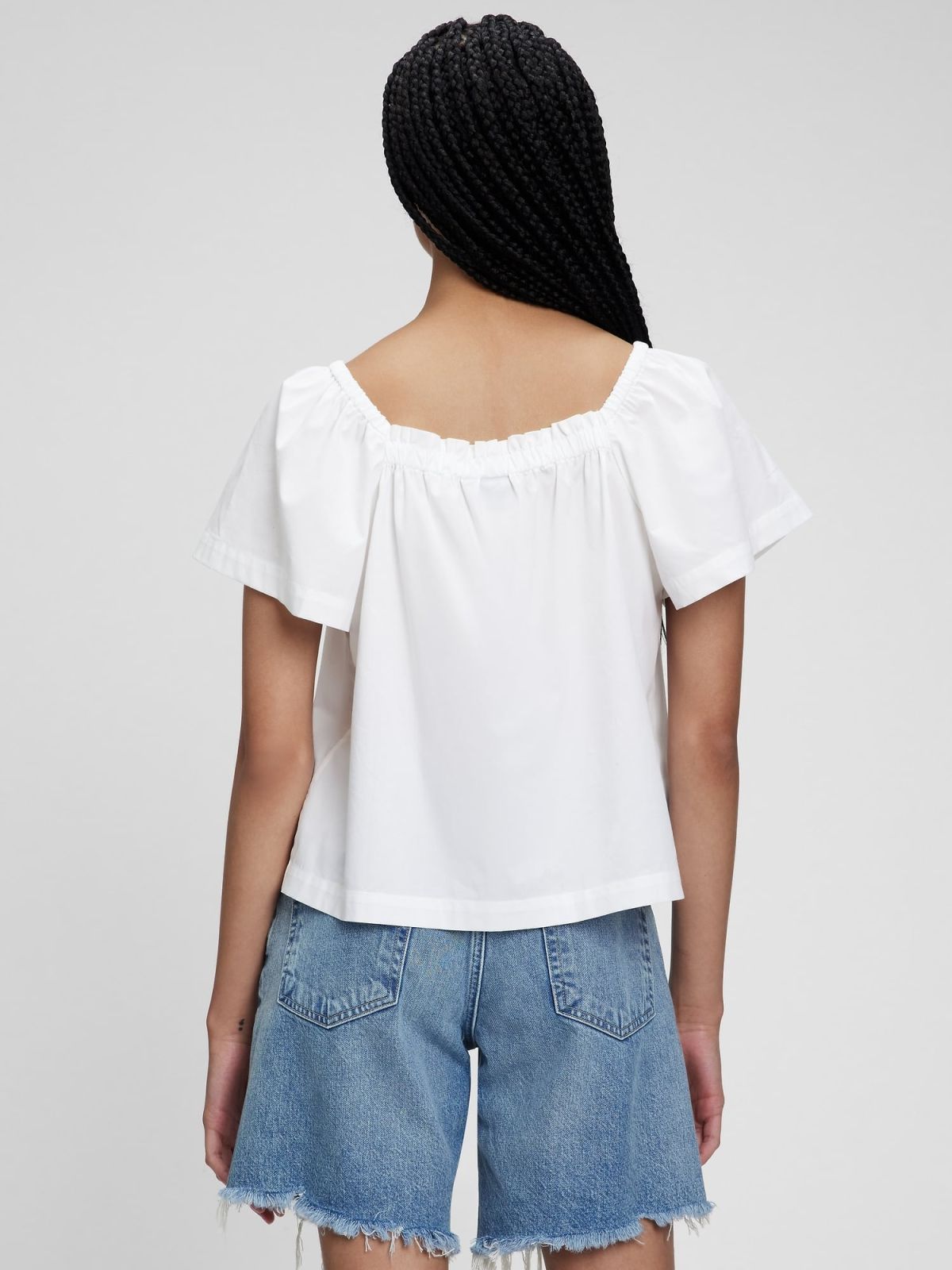 Άσπρη Flutter Sleeve Μπλούζα-856855002