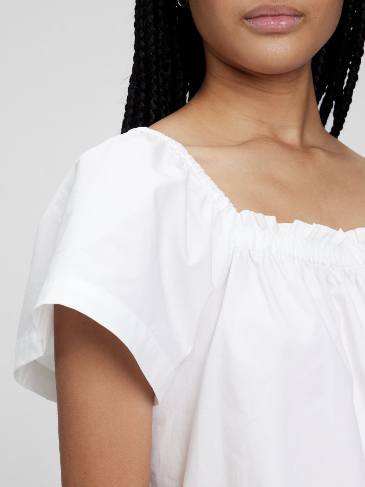 Άσπρη Flutter Sleeve Μπλούζα-856855002