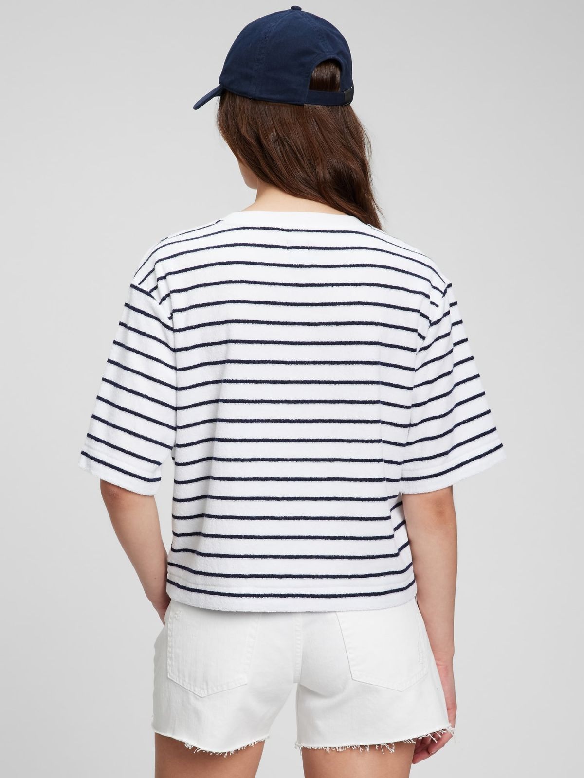 Μπλε Πετσετέ Boxy Cropped Μπλούζα-863599003