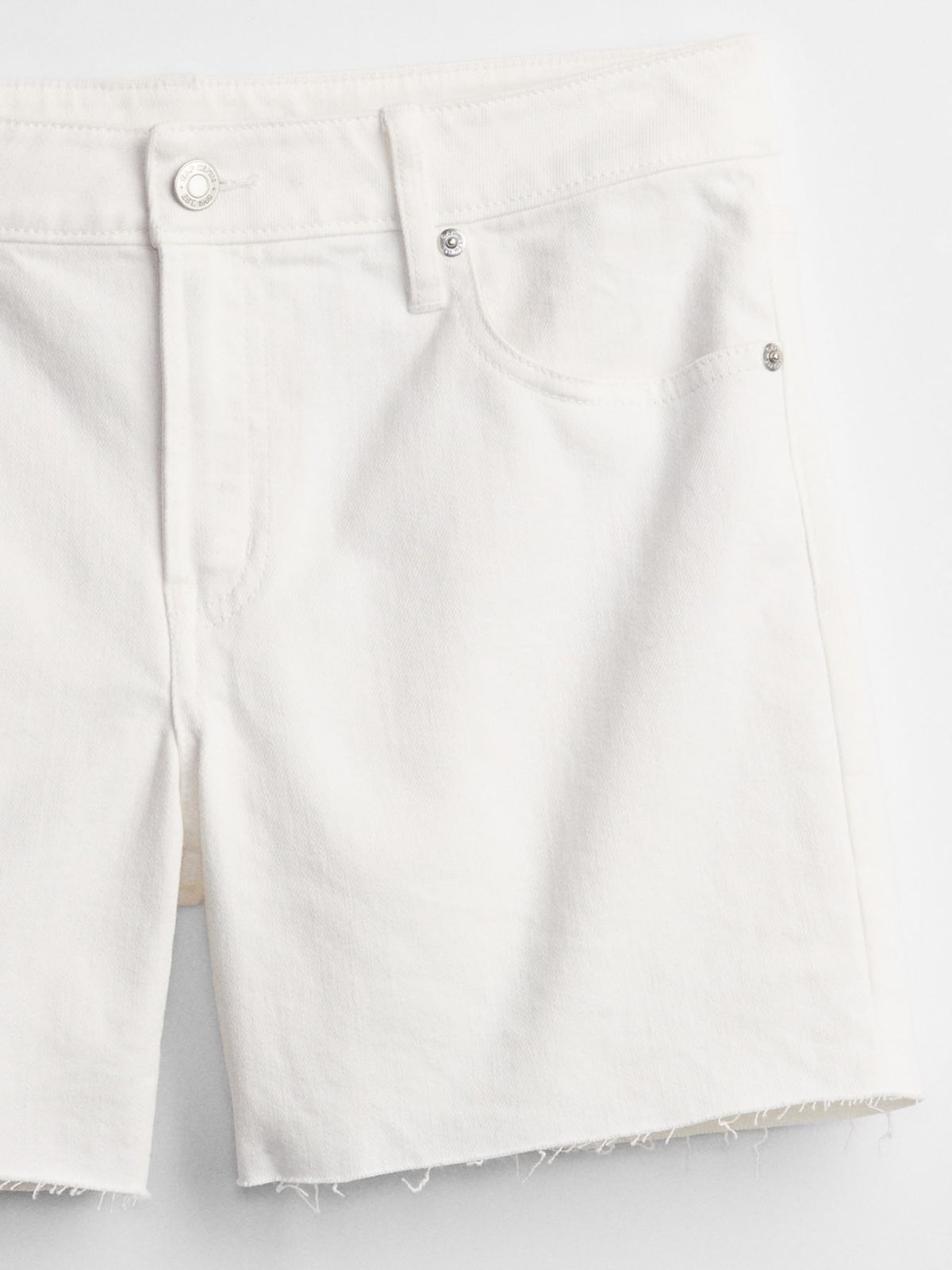Άσπρο 5in Mid Rise Denim Σορτς-817859000