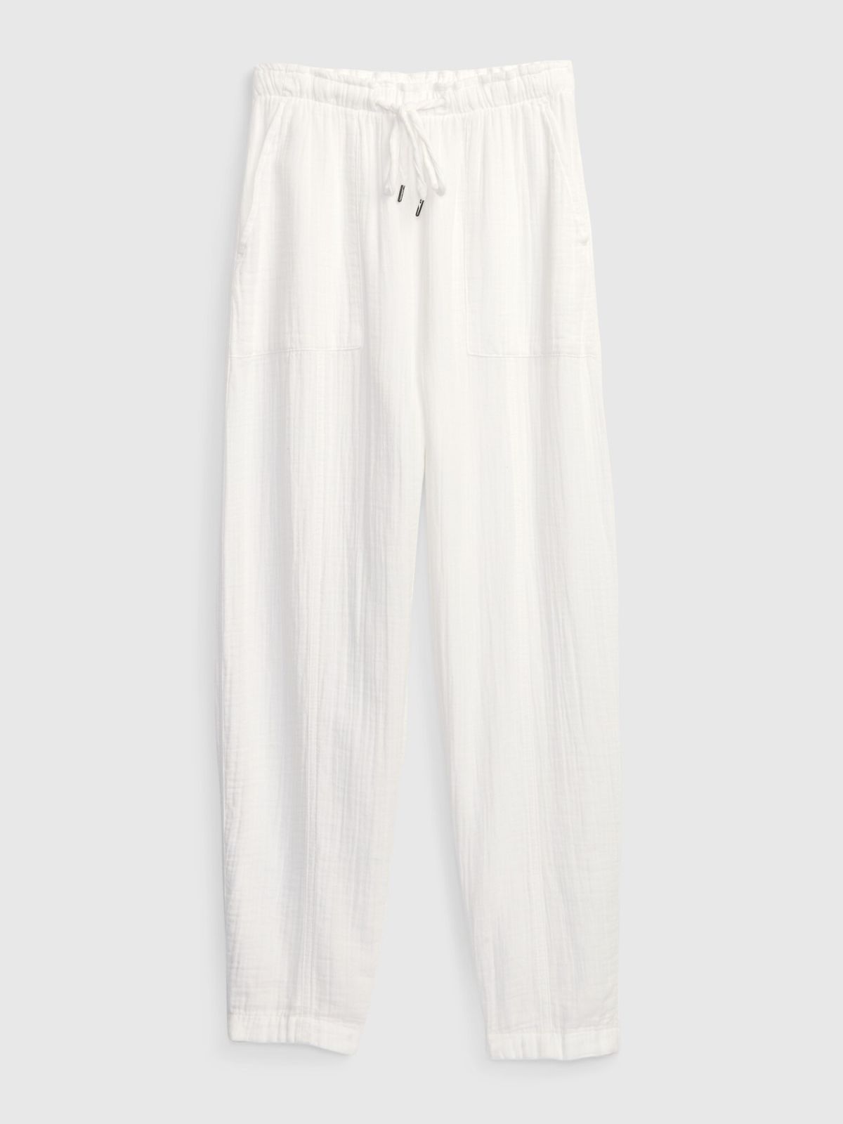 Άσπρο Crinkle Gauze High Rise Pull-On Παντελόνι-866663002