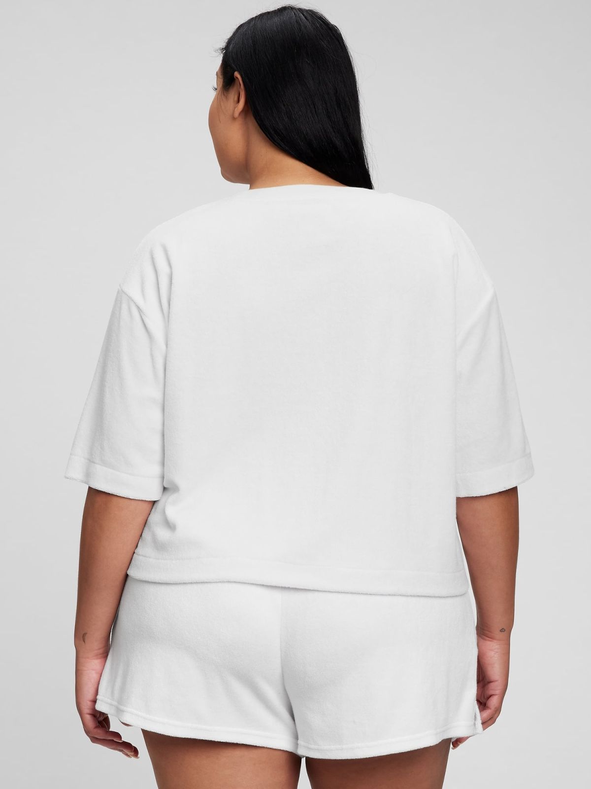 Άσπρη Πετσετέ Boxy Cropped Μπλούζα-863599000