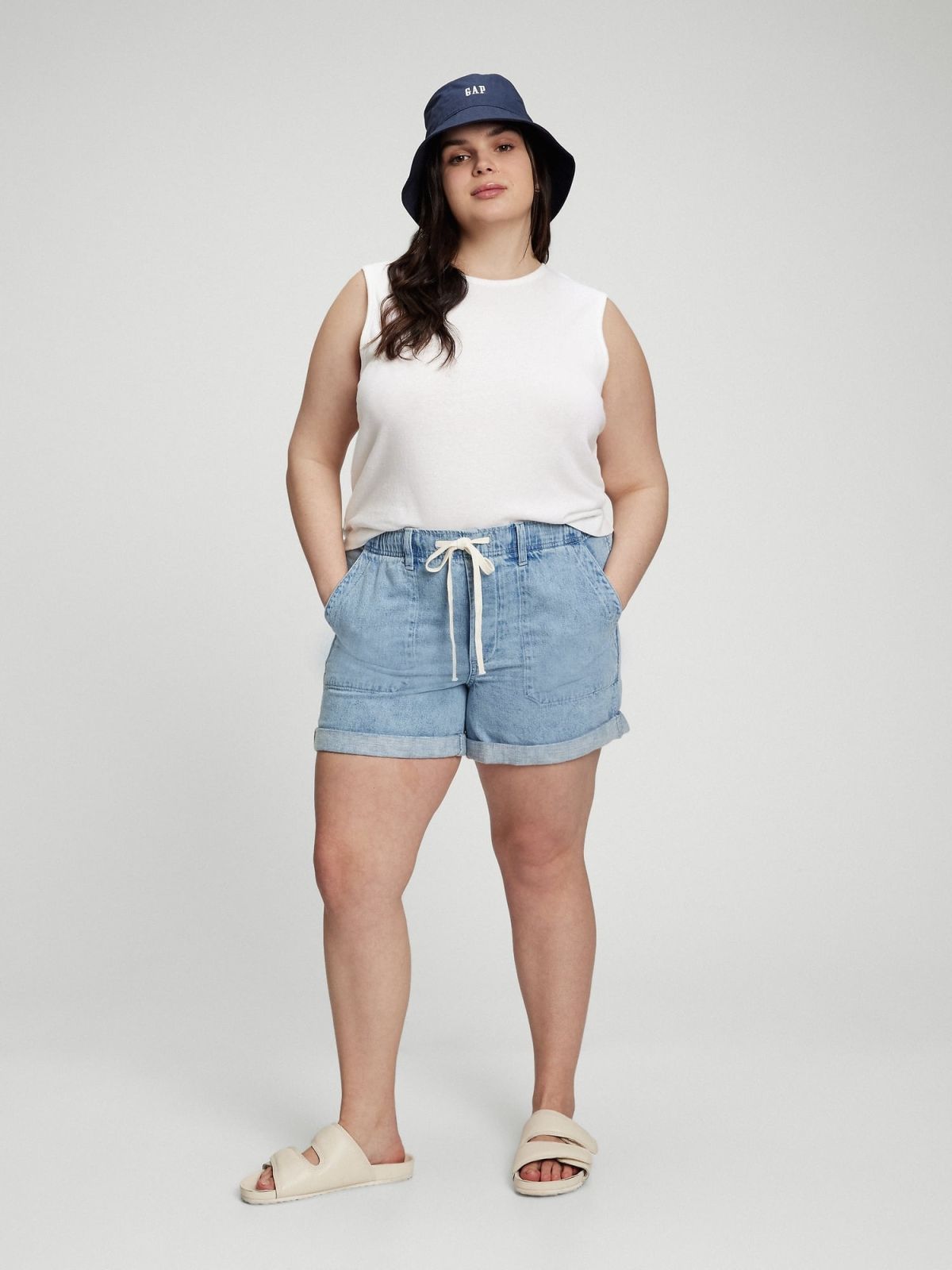 Μπλε Denim Pull-On Σορτς με Washwell-860295000