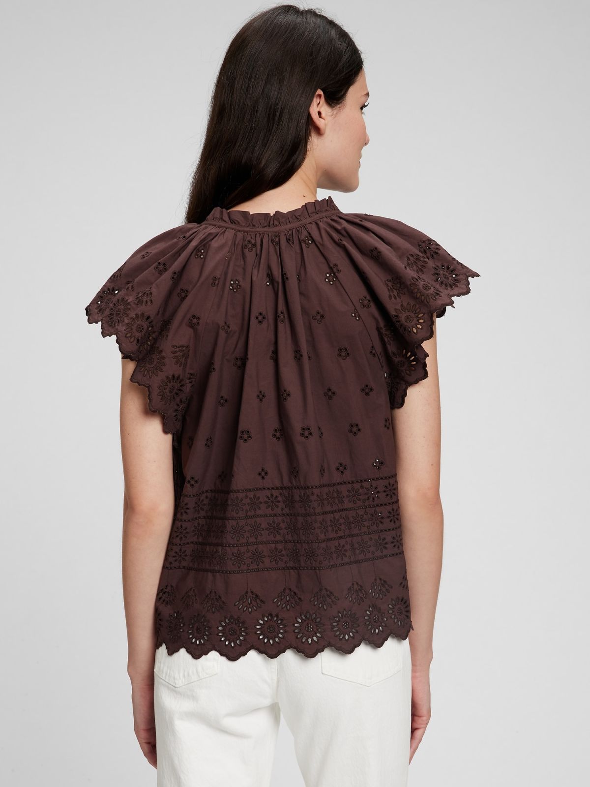 Eyelet Flutter Sleeve Μπλούζα-866912000