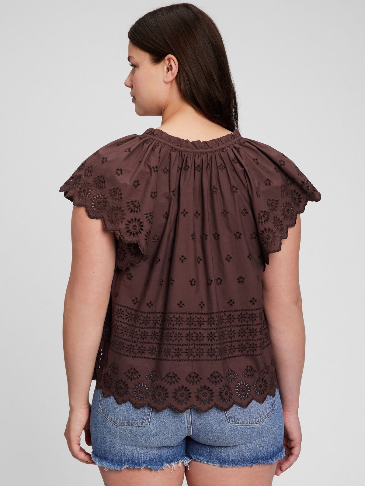 Eyelet Flutter Sleeve Μπλούζα-866912000