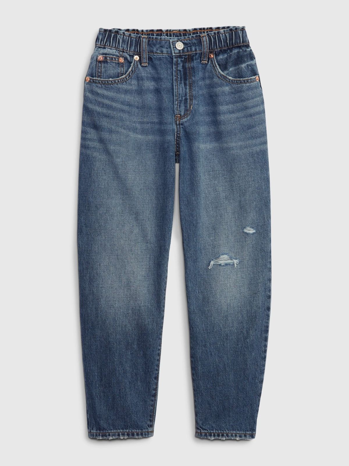Μπλε Παιδικό High Rise Barrel Jean Παντελόνι με Washwell-813605002