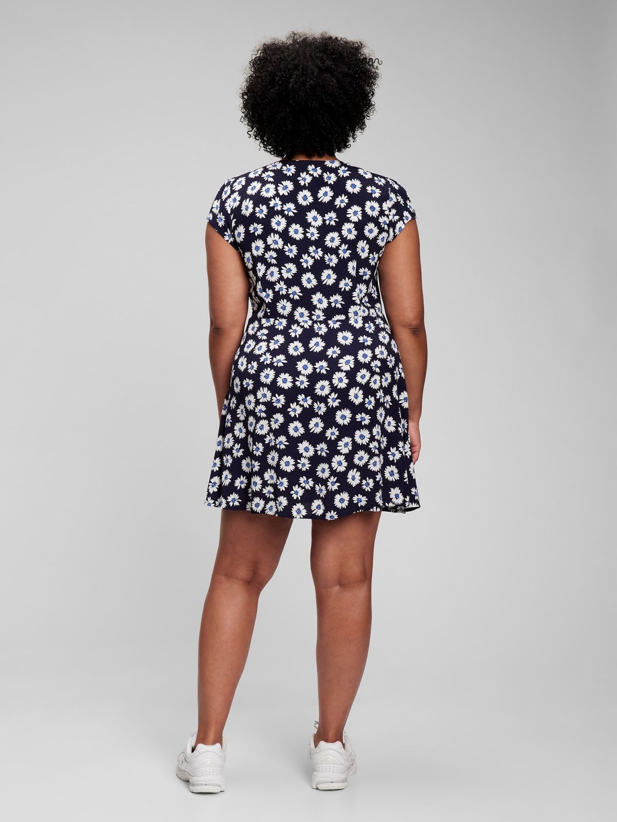 Μπλε LENZING™ ECOVERO™ Cap Μανίκι Mini Φόρεμα-814614000