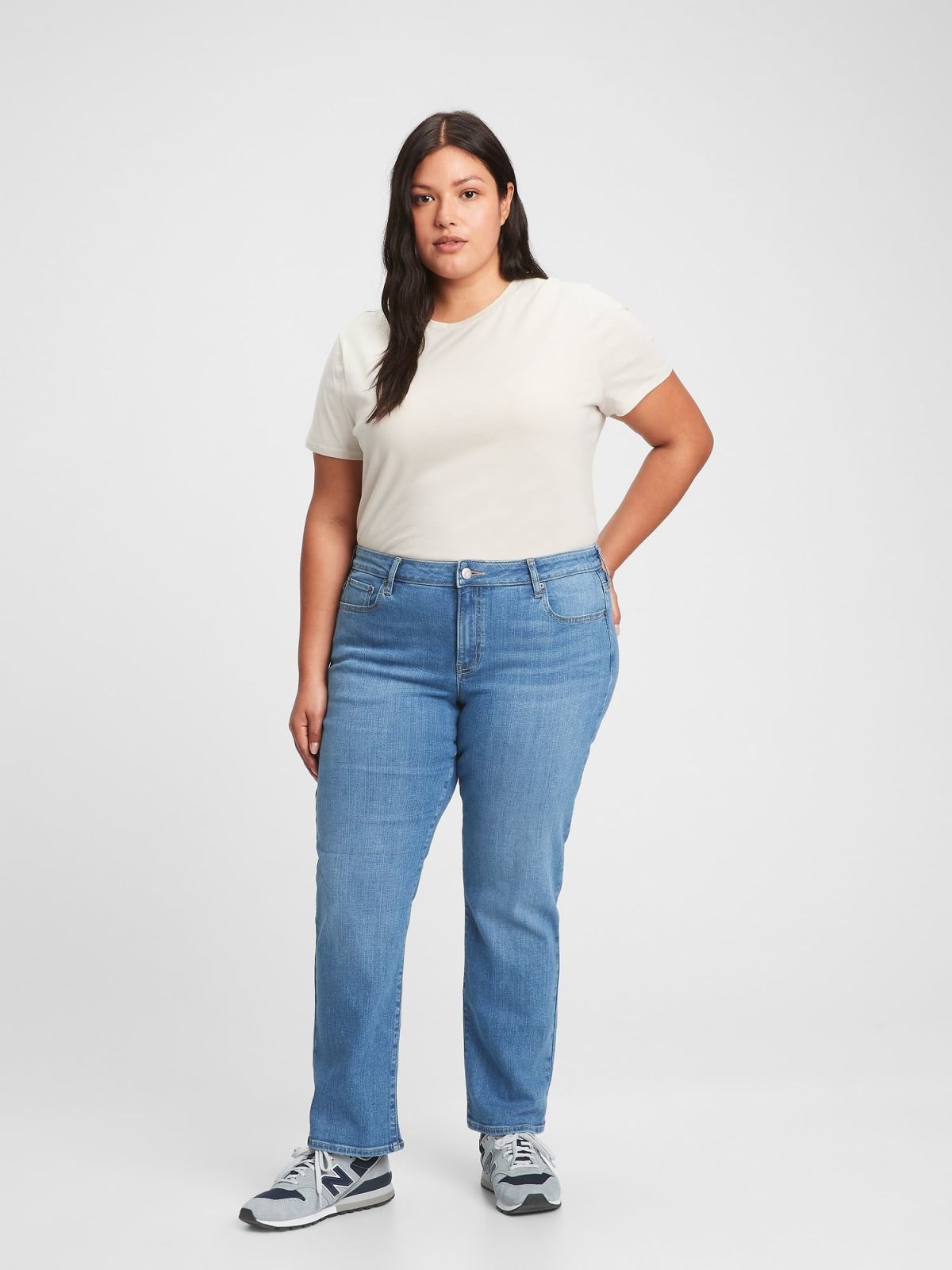 Μπλε Mid Rise Classic Straight Leg Jeans Παντελόνι με Washwell-764978000