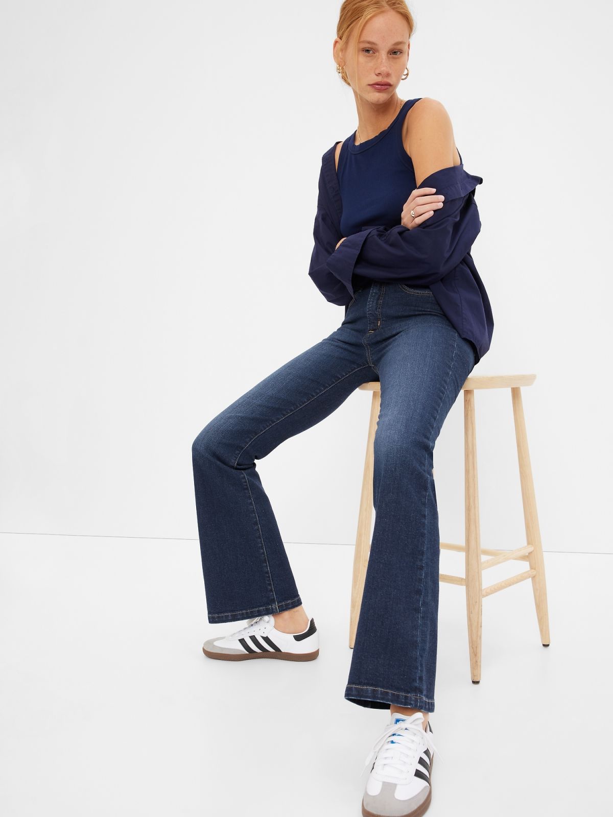 Μπλε High Rise '70s Flare Jean Παντελόνι-406751000