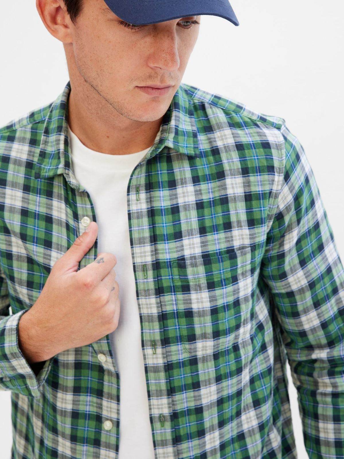 Πράσινο Doubleweave Καρό Πουκάμισο-427039001