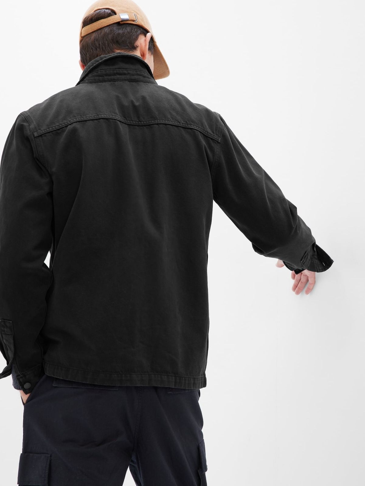 Μαύρο Denim Utility Overshirt-449906001