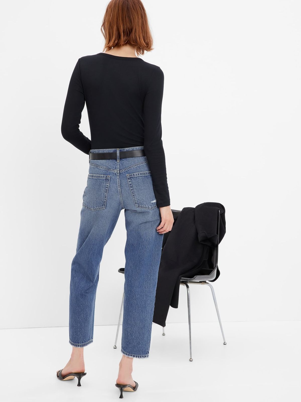 Μπλε High Rise Barrel Jean Παντελόνι με Washwell-406634000