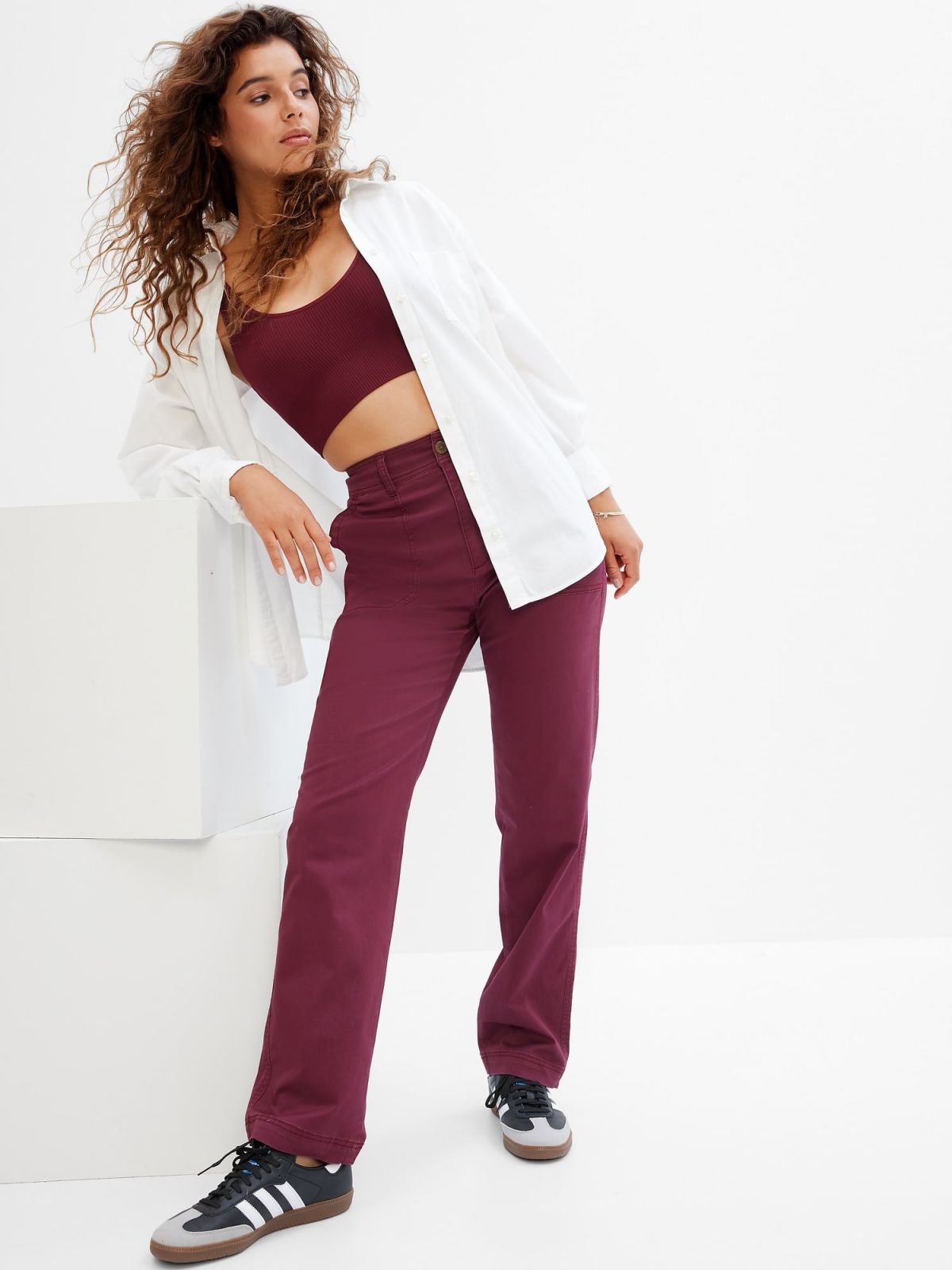 Μωβ High Rise Girlfriend Utility Khakis Παντελόνι με Washwell-852883001