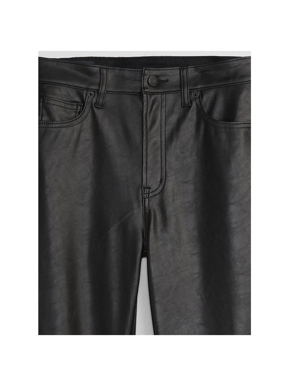 Μαύρο High Rise Vintage Slim Δερματίνη Παντελόνι-426604000