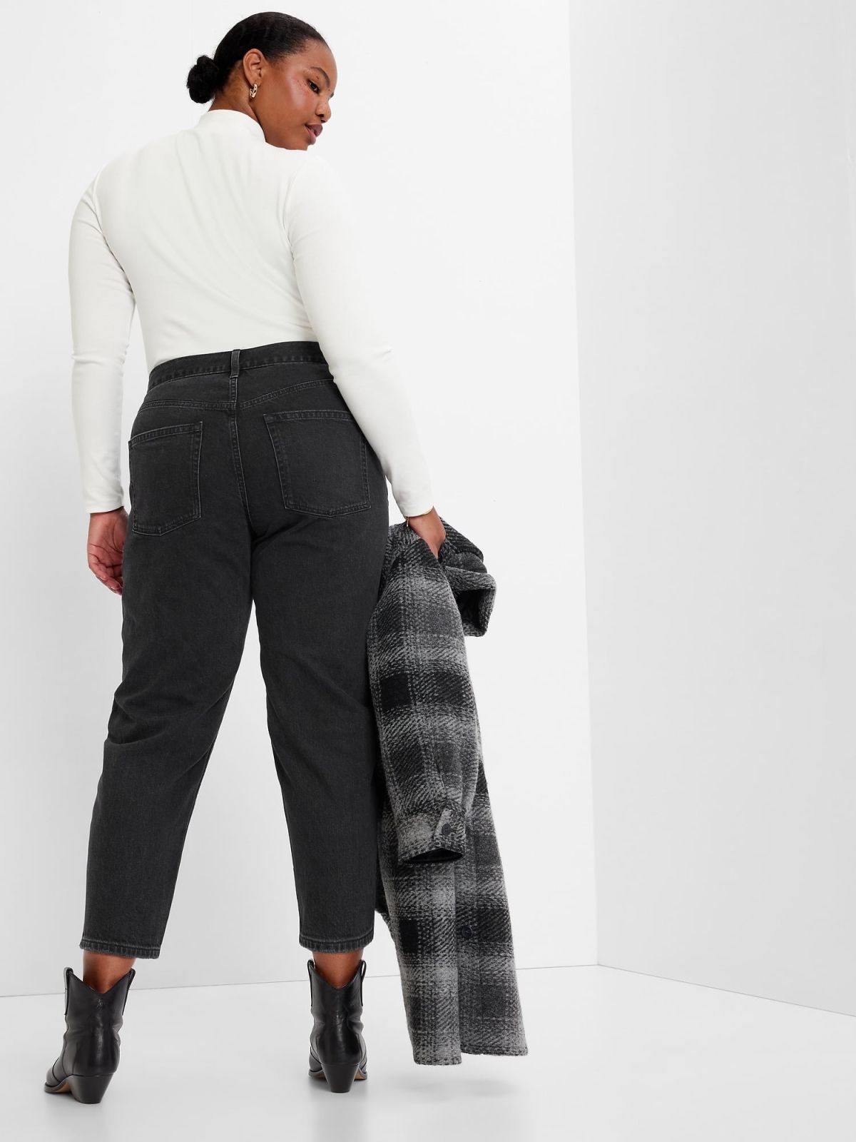 Μαύρο High Rise Barrel Jean Παντελόνι με Washwell-406726000