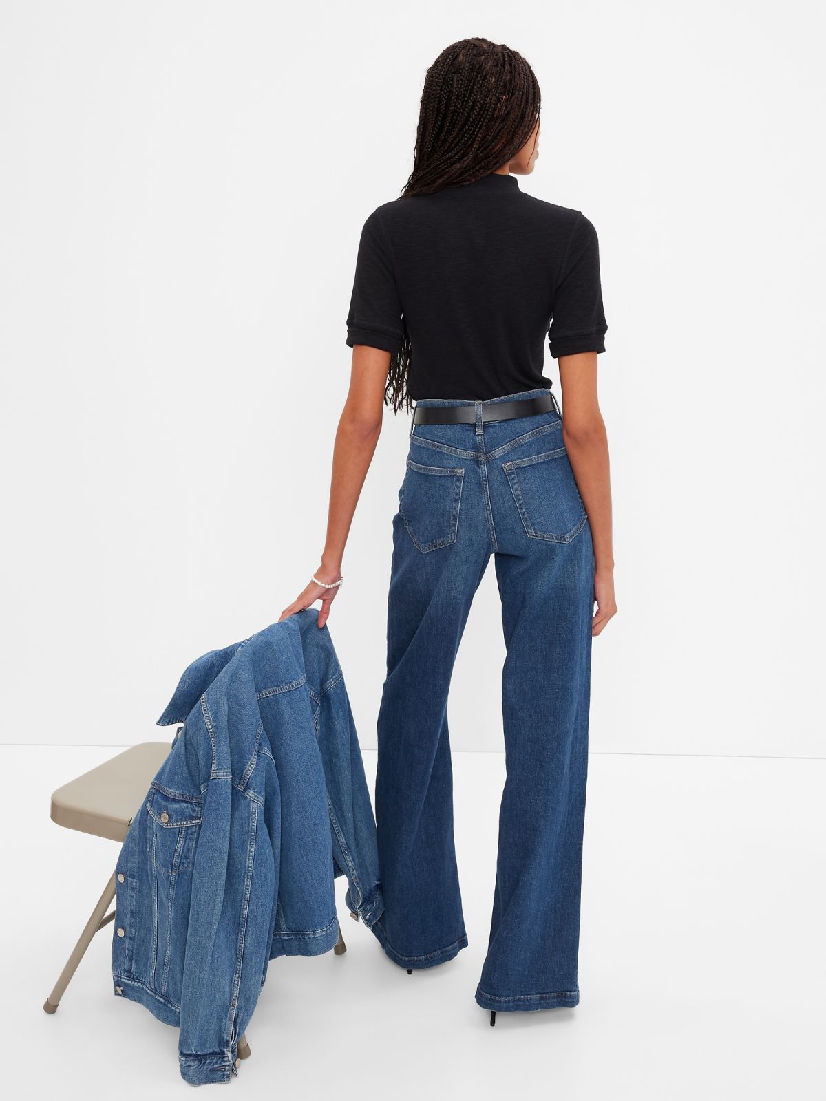 Μπλε High Rise Stride Wide-Leg Jean Παντελόνι-406725000