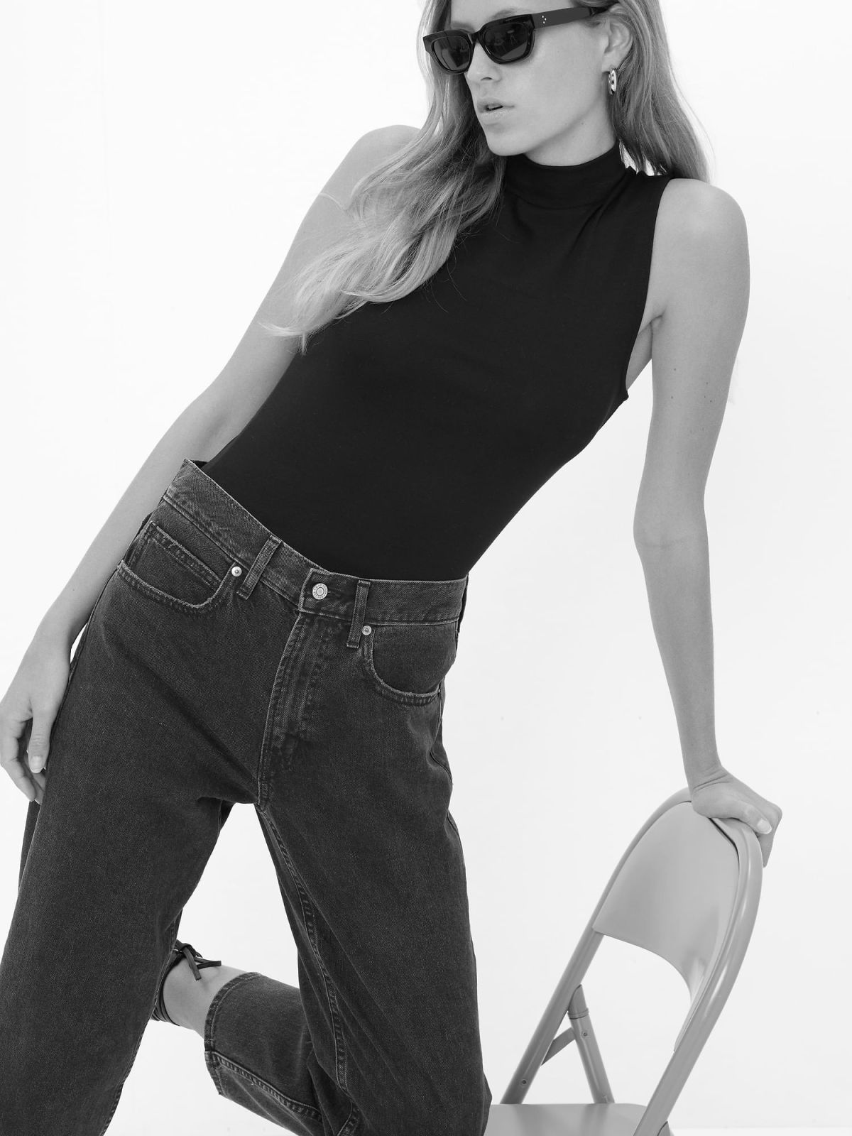 Μαύρο High Rise Barrel Jean Παντελόνι με Washwell-406726000