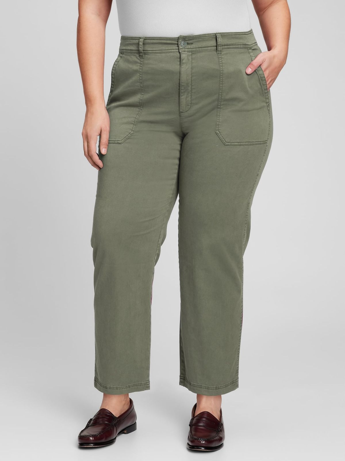 Πράσινο High Rise Girlfriend Utility Khakis Παντελόνι με Washwell-809212003