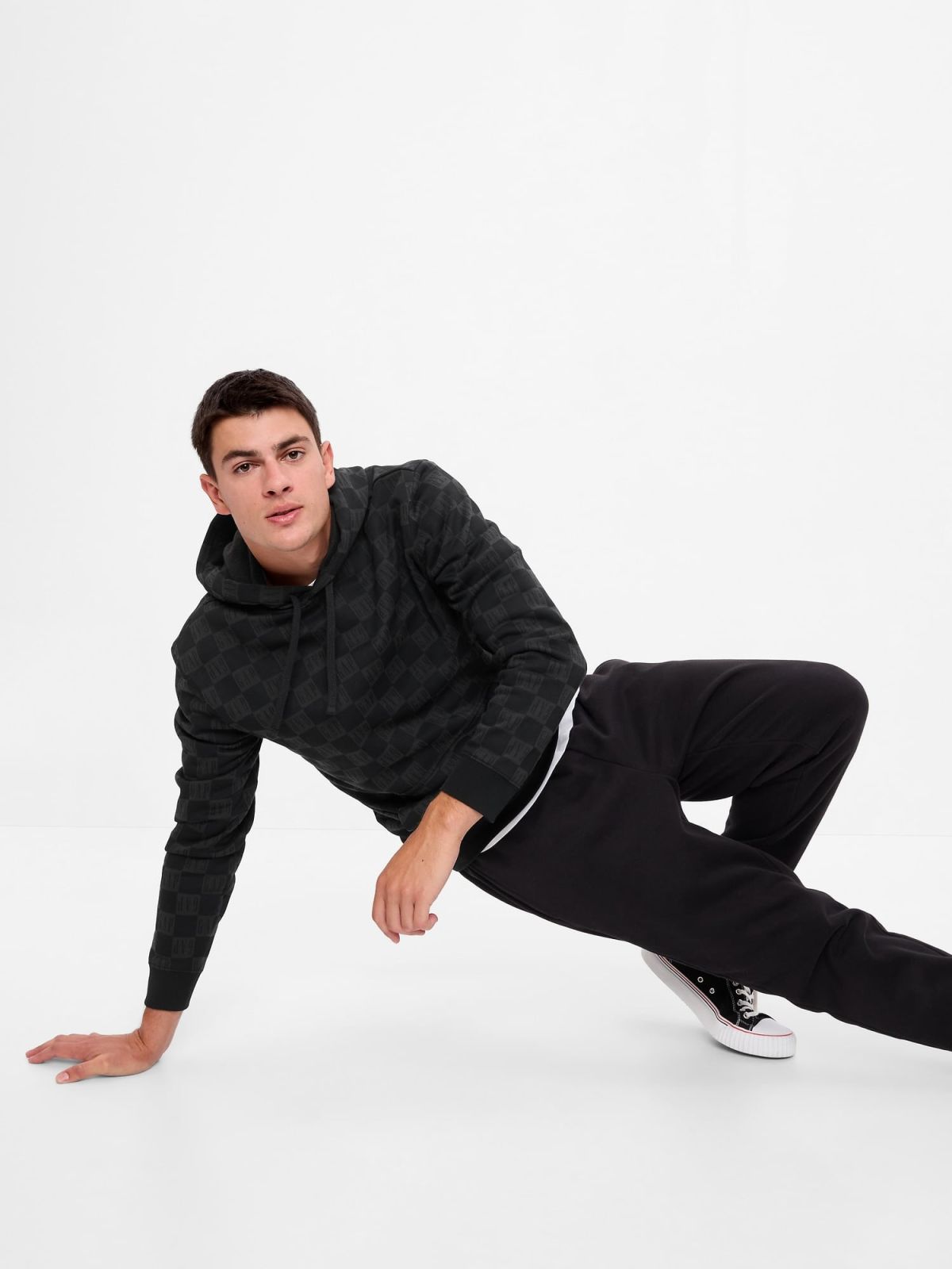 Μαύρο Vintage Soft Checker Logo Φούτερ-510325000