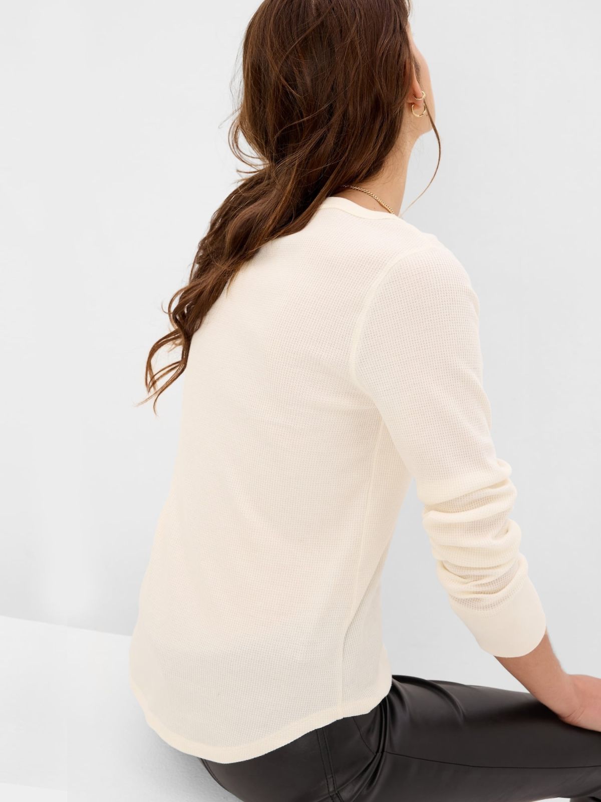 Μπεζ Waffle Μπλούζα-484414005