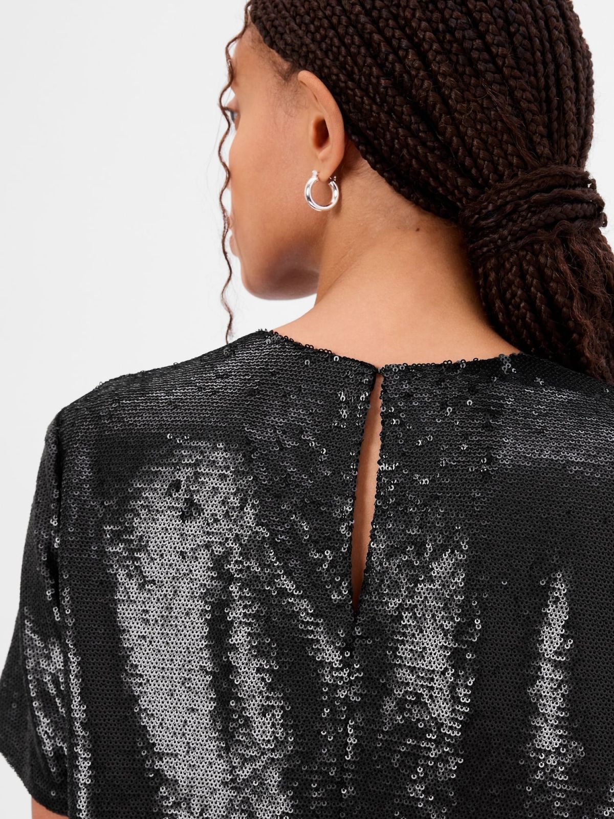 Μαύρο Ανακυκλωμένο Sequin T-Shirt Mini Φόρεμα-484513001