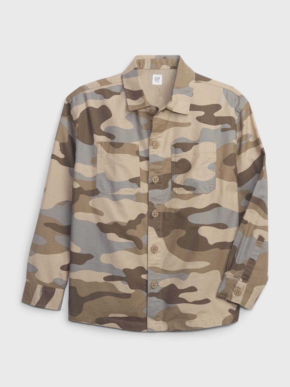 Πράσινο Παιδικό Οργανικό Βαμβάκι Camo Overshirt-478539000